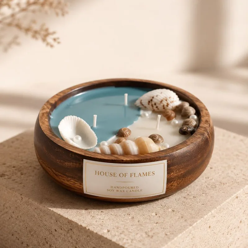 Wooden Bowl Ocean Candle 