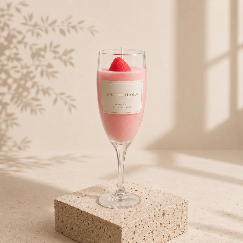 Strawberry Fizz Champagne Candle