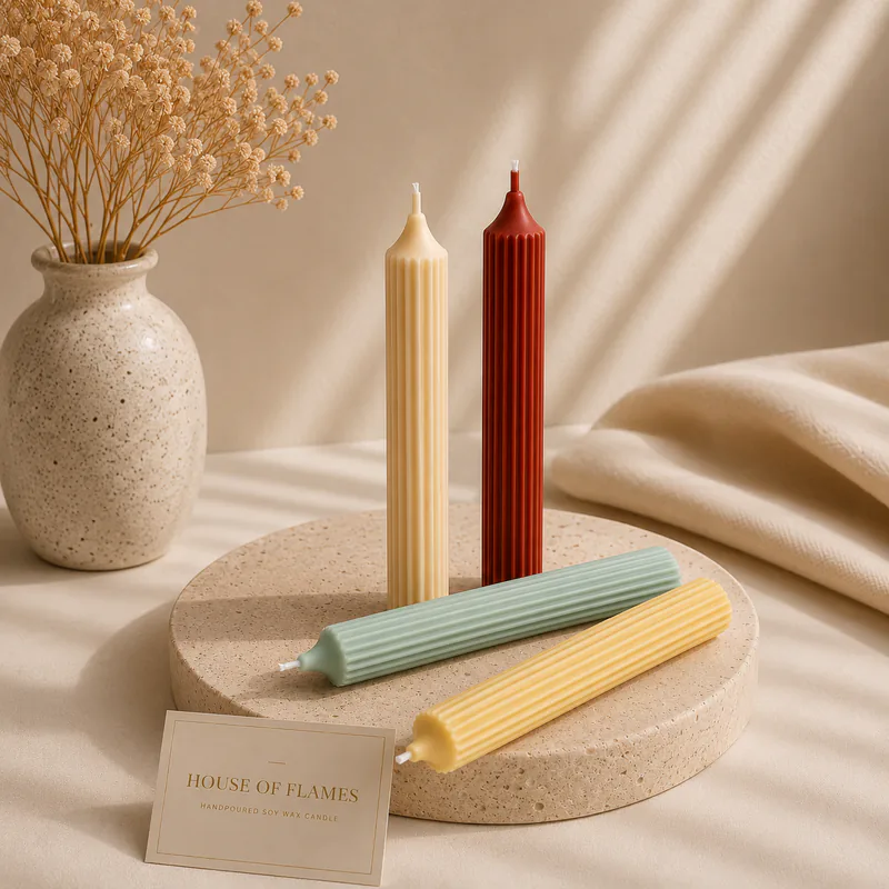 Classic Ribbed Taper Candle