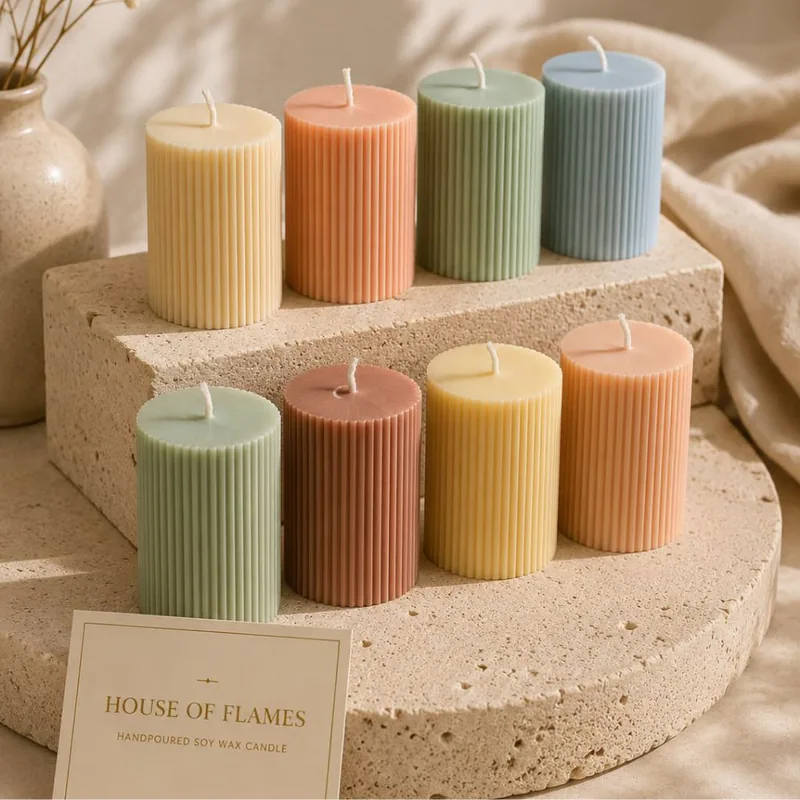 Ribbed Pillar Candle